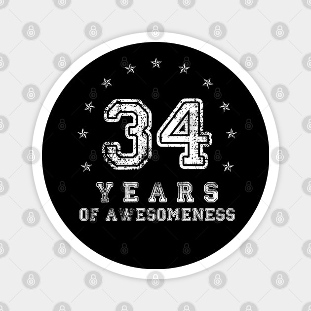 Vintage 34 years of awesomeness Magnet by opippi